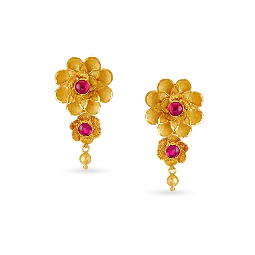 Tanishq flower best sale earrings