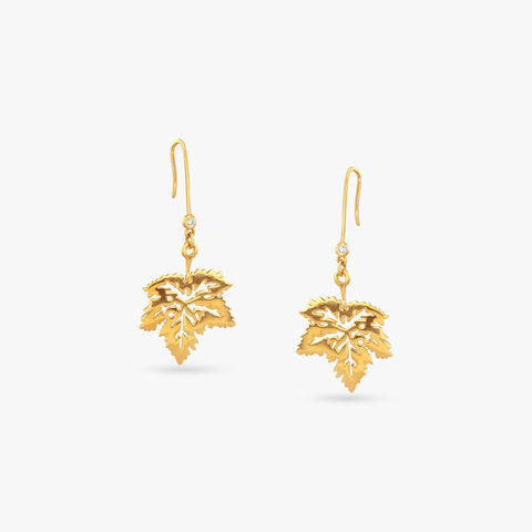 Radiant Leaf Gold Hoop Earrings