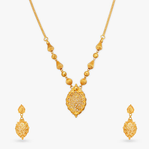 Beaded Elegance Gold Necklace Set