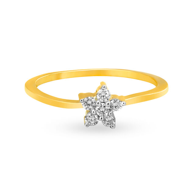 Stunning Floral Gold and Diamond Finger Ring,,hi-res image number null