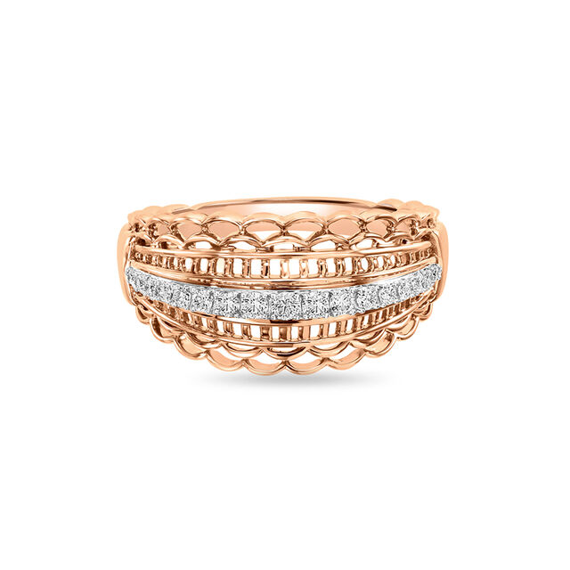 14 KT Rose Gold Magnificent Diamond Ring,,hi-res image number null