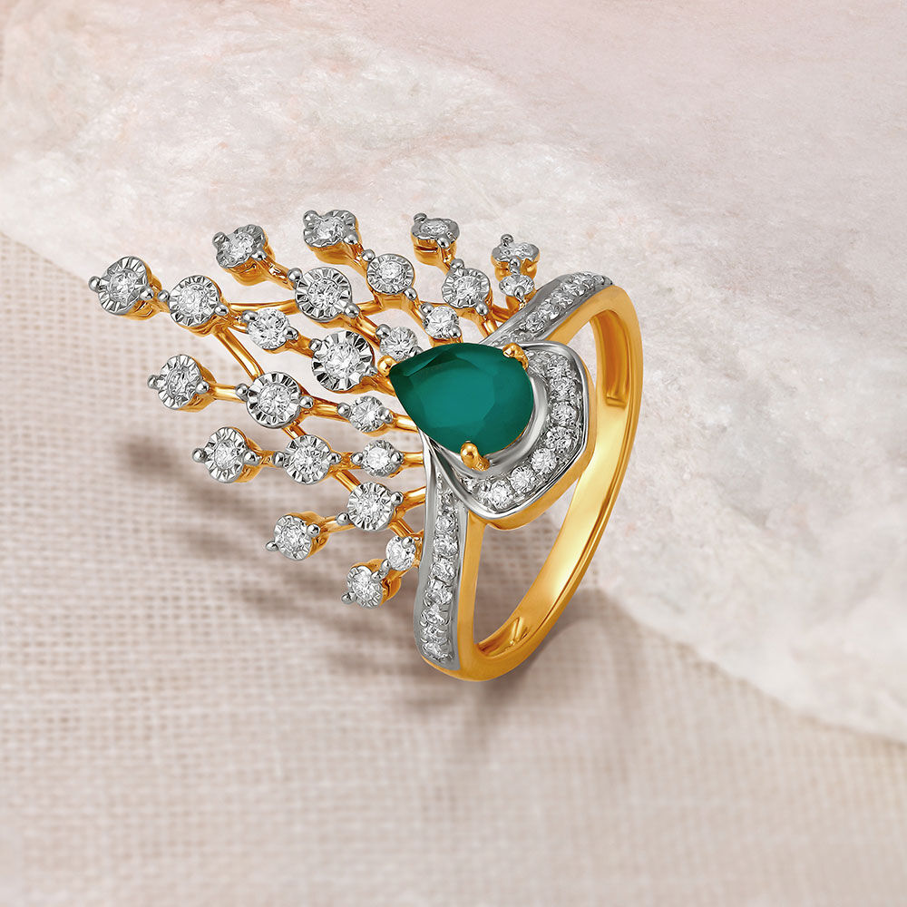 Emerald ring designs in gold tanishq online