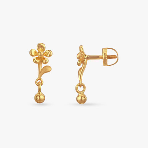 Playful Dangle Gold Stud Earrings for Kids