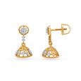 Gorgeous 18 Karat Yellow Gold And Diamond Jhumkas,,hi-res image number null