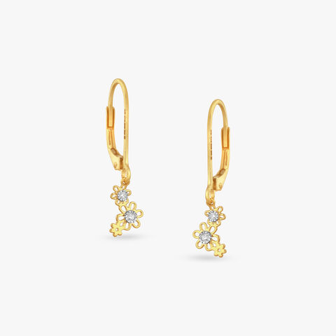 Daisy Twinkle Diamond Hoop Earrings For Kids