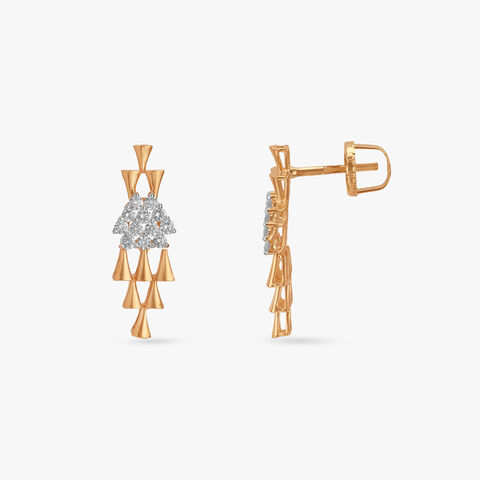 Pyramid Cascade Diamond Drop Earrings