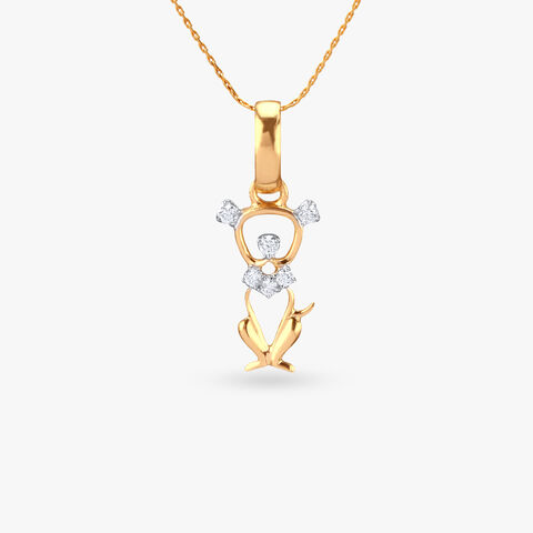 Sparkling Puppy Diamond Pendant for Kids