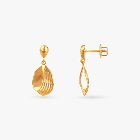 Geometric Layered Gold Drop Earrings
