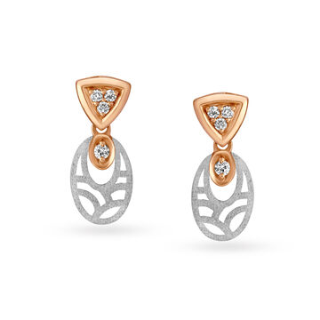 Stunning Geometric Diamond Drop Earrings in Platinum