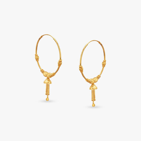 Cone Charm Gold Hoop Earrings
