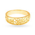 Sonorous Yellow Gold Carved Finger Ring,,hi-res image number null