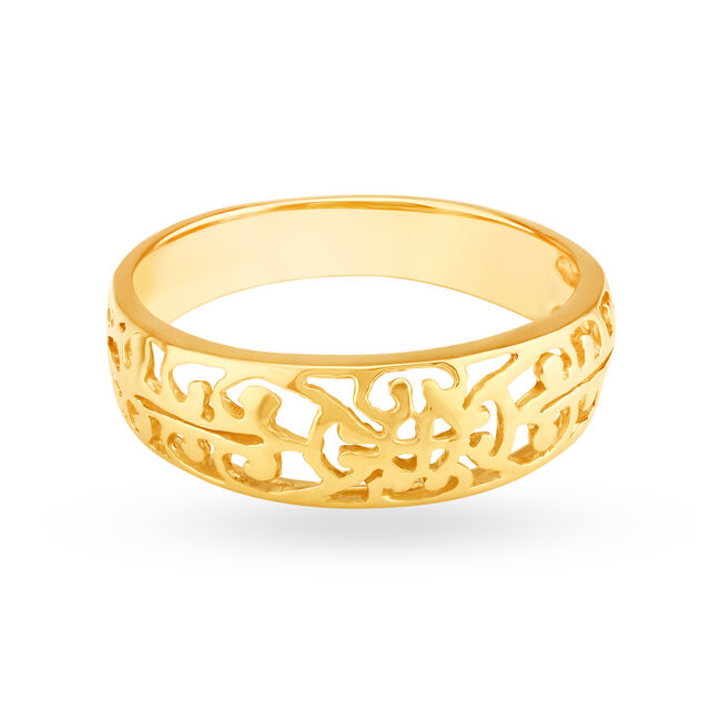 Sonorous Yellow Gold Carved Finger Ring,,hi-res image number null