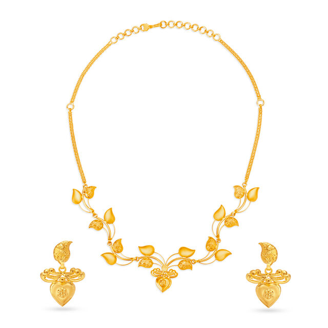 Romantic Floral Gold Necklace Set,,hi-res image number null