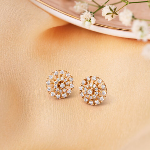 Endearing Button Shaped Diamond Stud Earrings