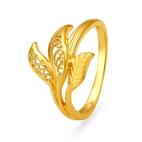 Captivating Yellow Gold Leaf Finger Ring