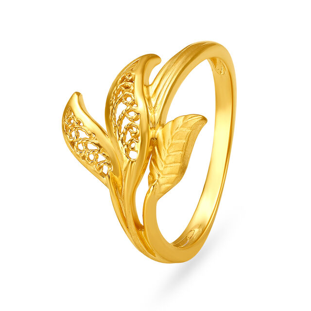 Captivating Yellow Gold Leaf Finger Ring,,hi-res image number null