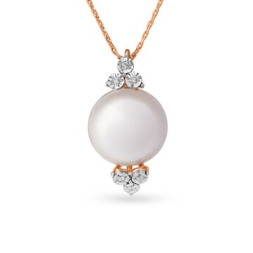 Gleaming Floral Diamond Pendant in White and Rose Gold