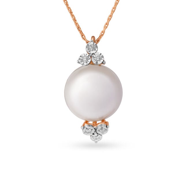 Gleaming Floral Diamond Pendant in White and Rose Gold,,hi-res image number null