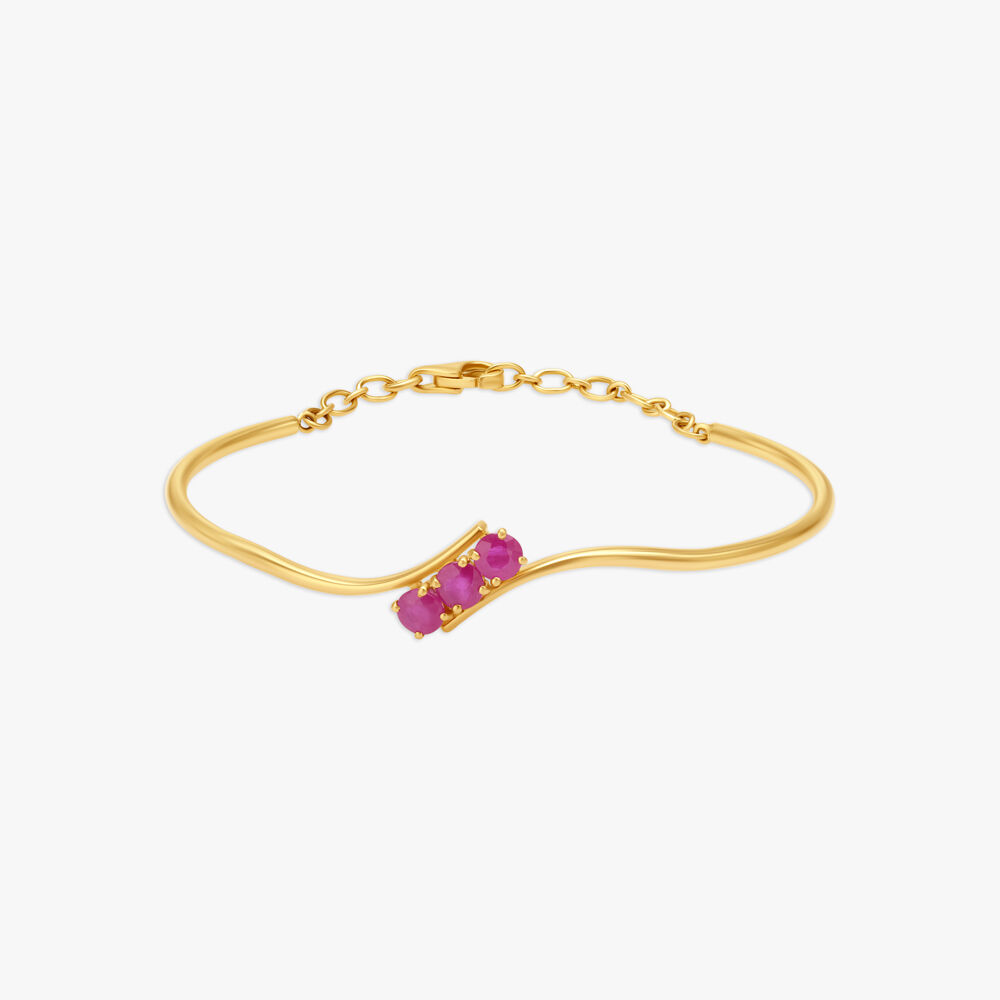 Contemporary Diamond Style Bracelet in 22k Gold Accentuated With Emera