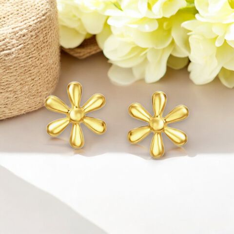 Floral Petite Gold Stud Earrings
