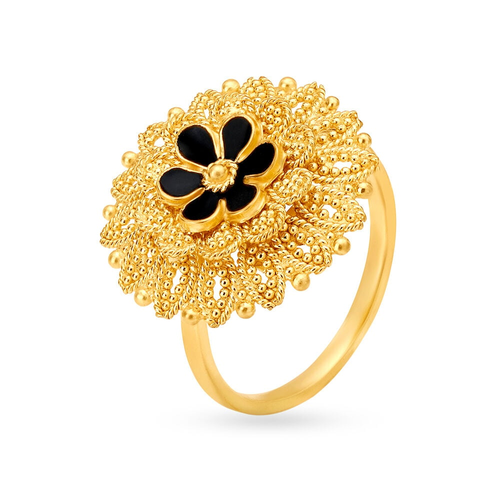 Handsome 22 Karat Yellow Gold Ridged Stamp Style Finger Ring