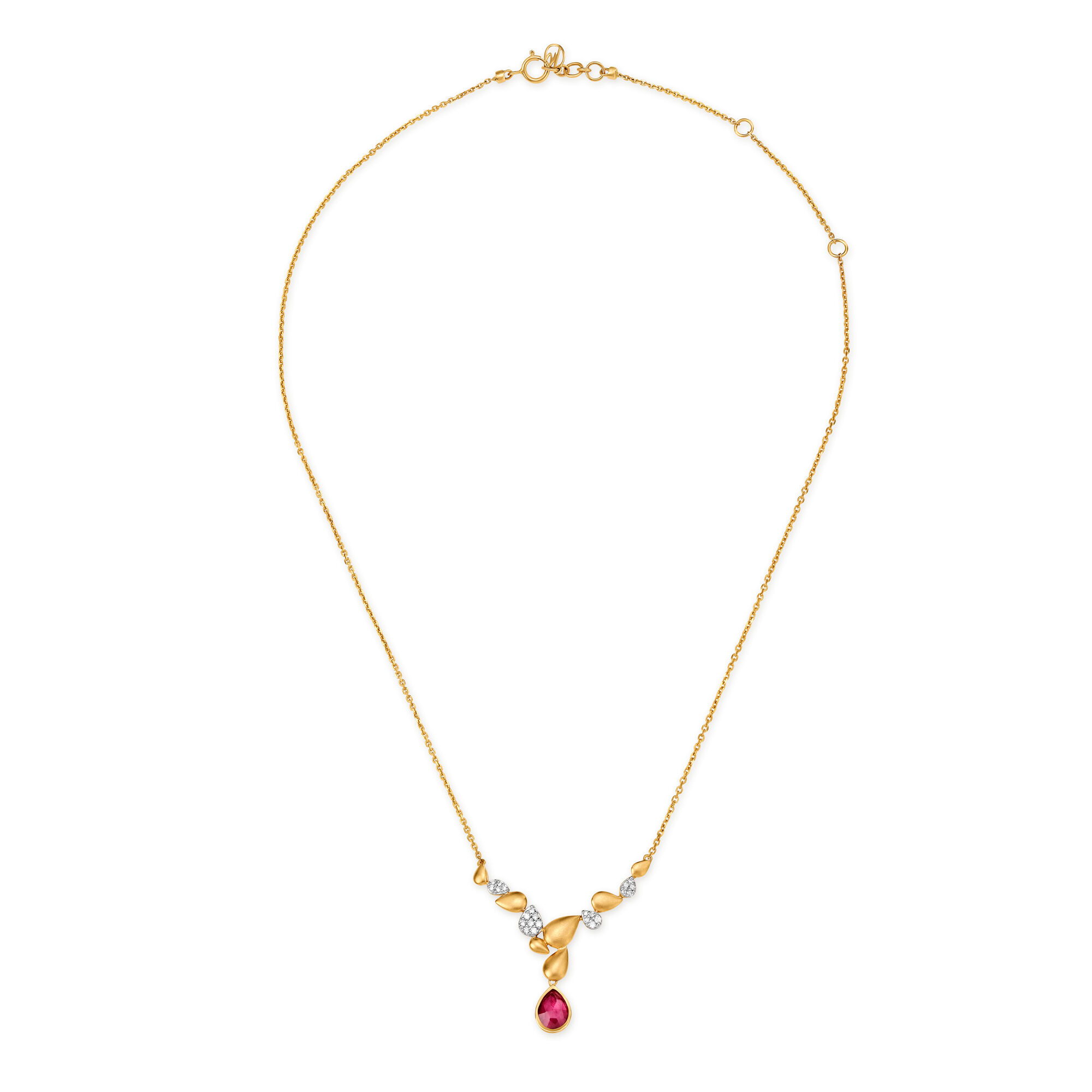 14KT Yellow Gold Necklace For Women With Round Cut Diamonds