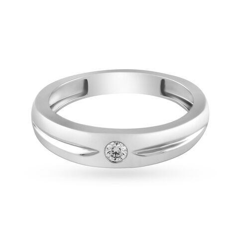 Chic Ridged Platinum and Diamond Ring