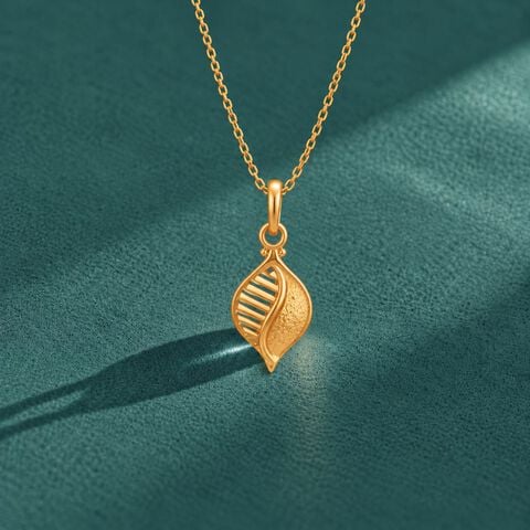Baroque Yellow Gold Leaf Pendant