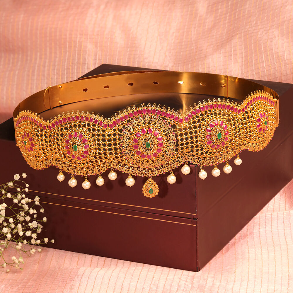 Gold waist chain tanishq cheap