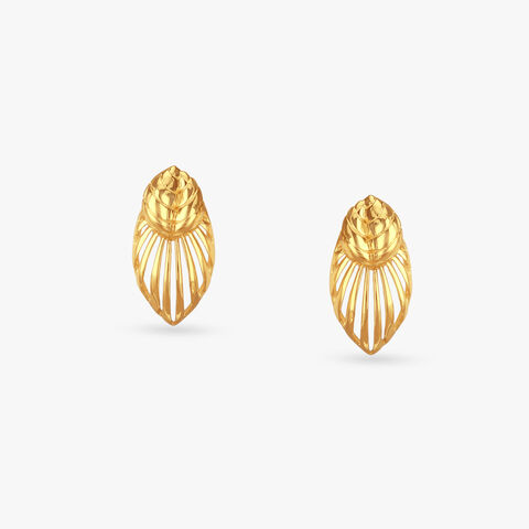 Gleaming Leaf Gold Stud Earrings