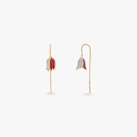 Crimson Wing Diamond Hoop Earrings