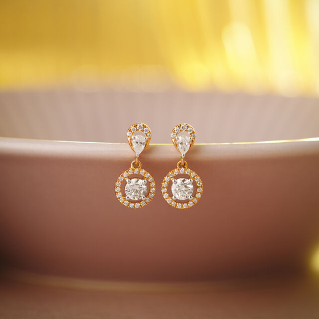 Radial Sparkle Diamond Drop Earrings