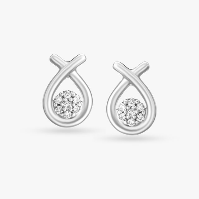 Quirky Diamond Stud Earrings in Platinum,,hi-res image number null