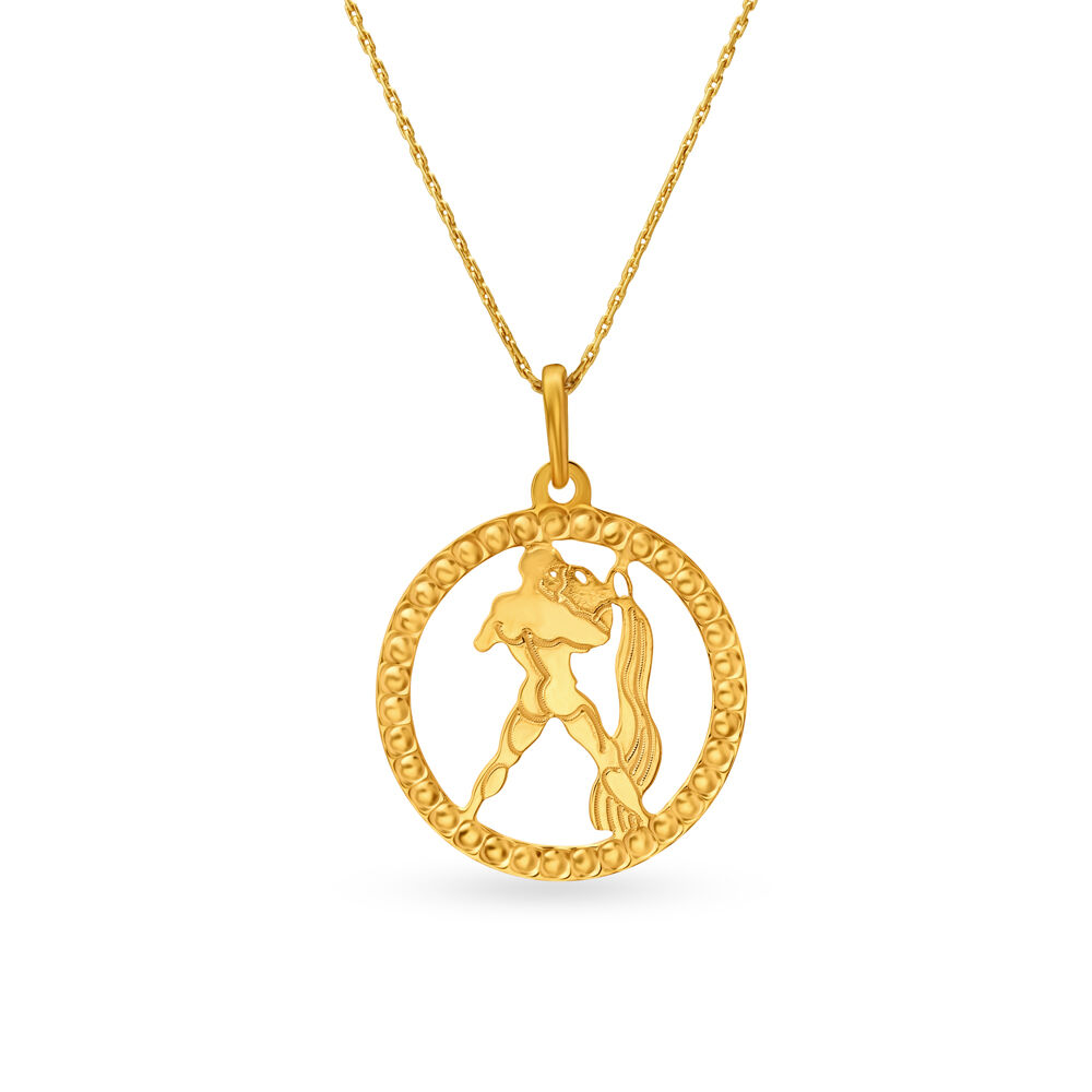 Gold aquarius top pendant mens