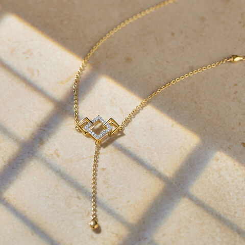Interlinked Geometric Diamond Necklace