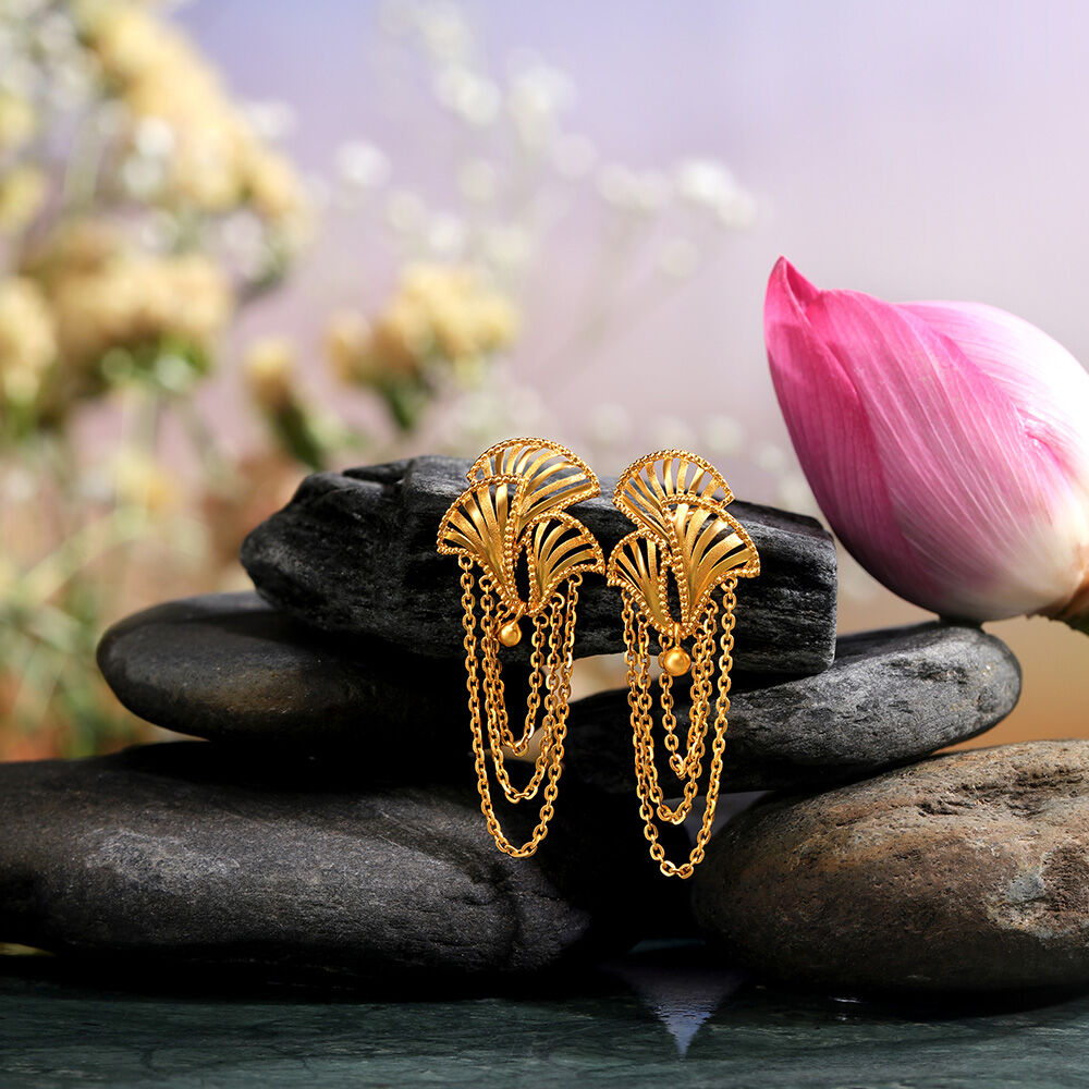 Gold drop earrings tanishq hot sale