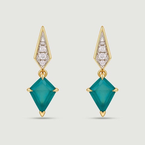 Bold Faceted Green Onyx Drop Earrings