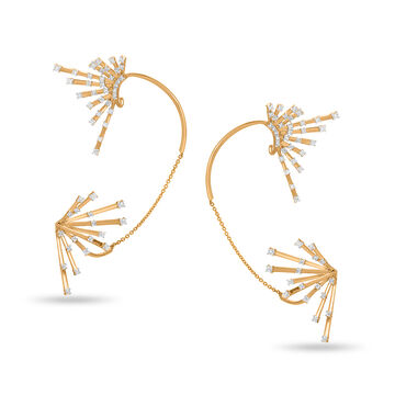 14 KT Yellow Gold Trio Diamond Ear Cuff