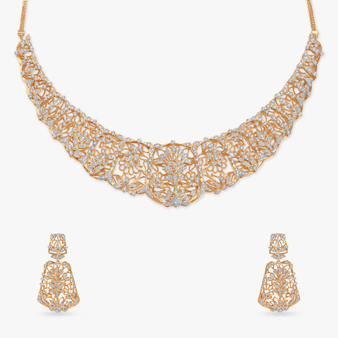Etched Elegance Diamond Necklace Set