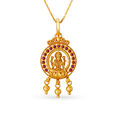 Circular Goddess Laxmi Gold Pendant,,hi-res image number null