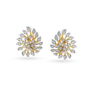 Majestic Floral Gold and Diamond Stud Earrings