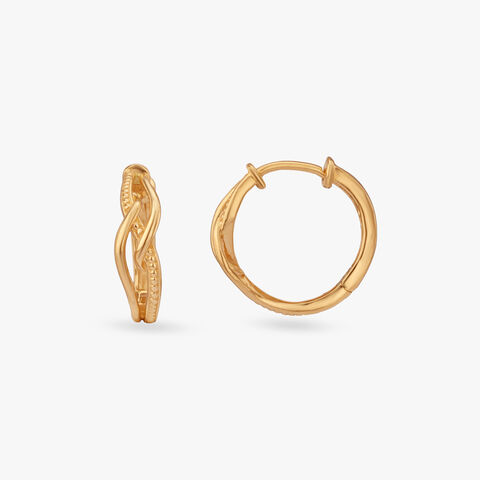 Braided Twist Gold Hoop Earrings