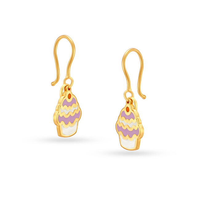 Splendid Ice Cream Pattern Gold Hoop Earrings For Kids,,hi-res image number null