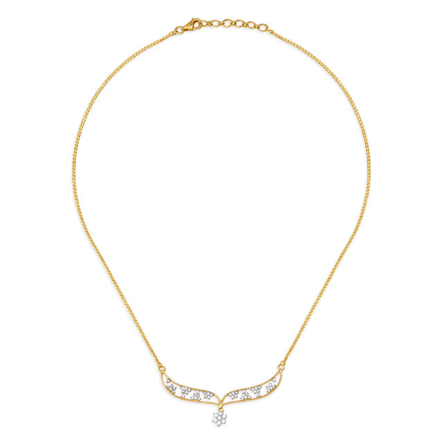 Stylised Floral Gold and Diamond Necklace,,hi-res image number null