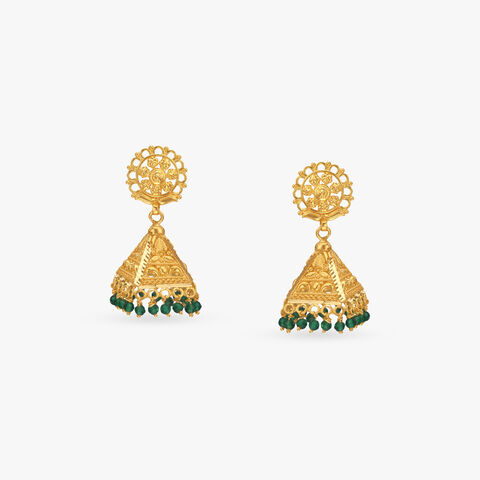 Regal Bells Gold Jhumka Earrings