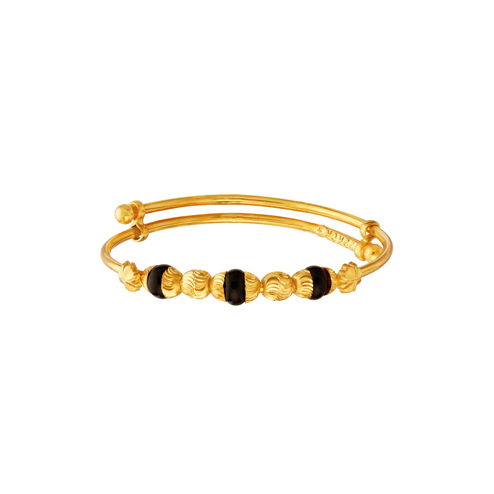 Black Bead Traditional Gold Bangles for Kids