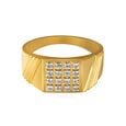 Bold 18 Karat Yellow Gold And Diamond Textured Finger Ring,,hi-res image number null