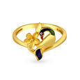 Vibrant Yellow Gold Peacock Finger Ring,,hi-res image number null