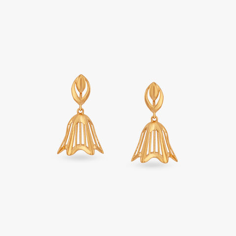 Petal Dome Gold Jhumka Earrings