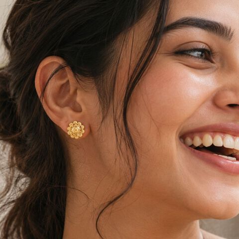 Rawa Work Floral Gold Studs